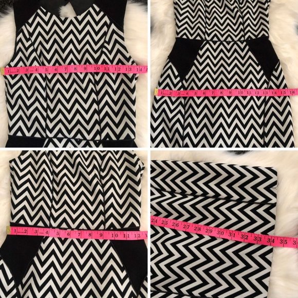 NWOT, H&M Black White Chevron Sleeveless Midi Dress Size 4 - Picture 13 of 13